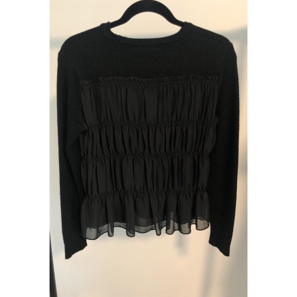 NWT CLUB MONACO BLACK RUCHED RUFFLED BACK SWEATER - Picture 4 of 6